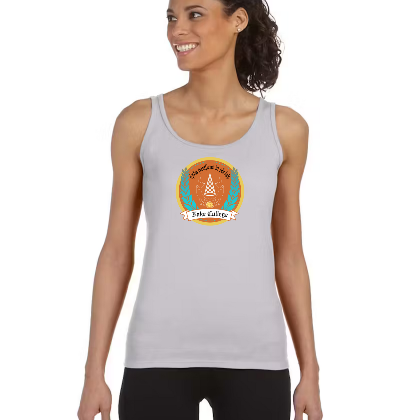Fake College Crest Women's Fitted Tank