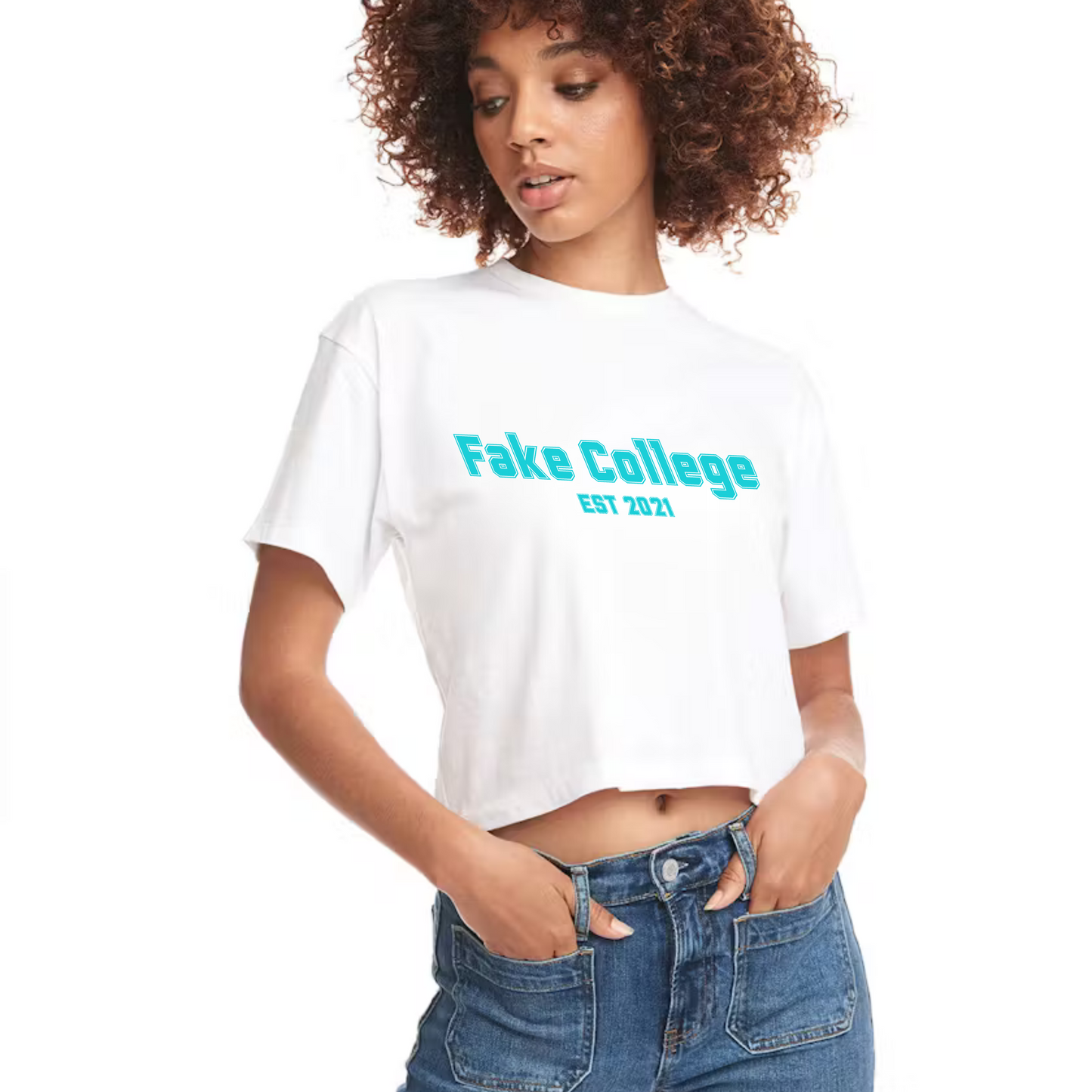 Fake College Crop Top