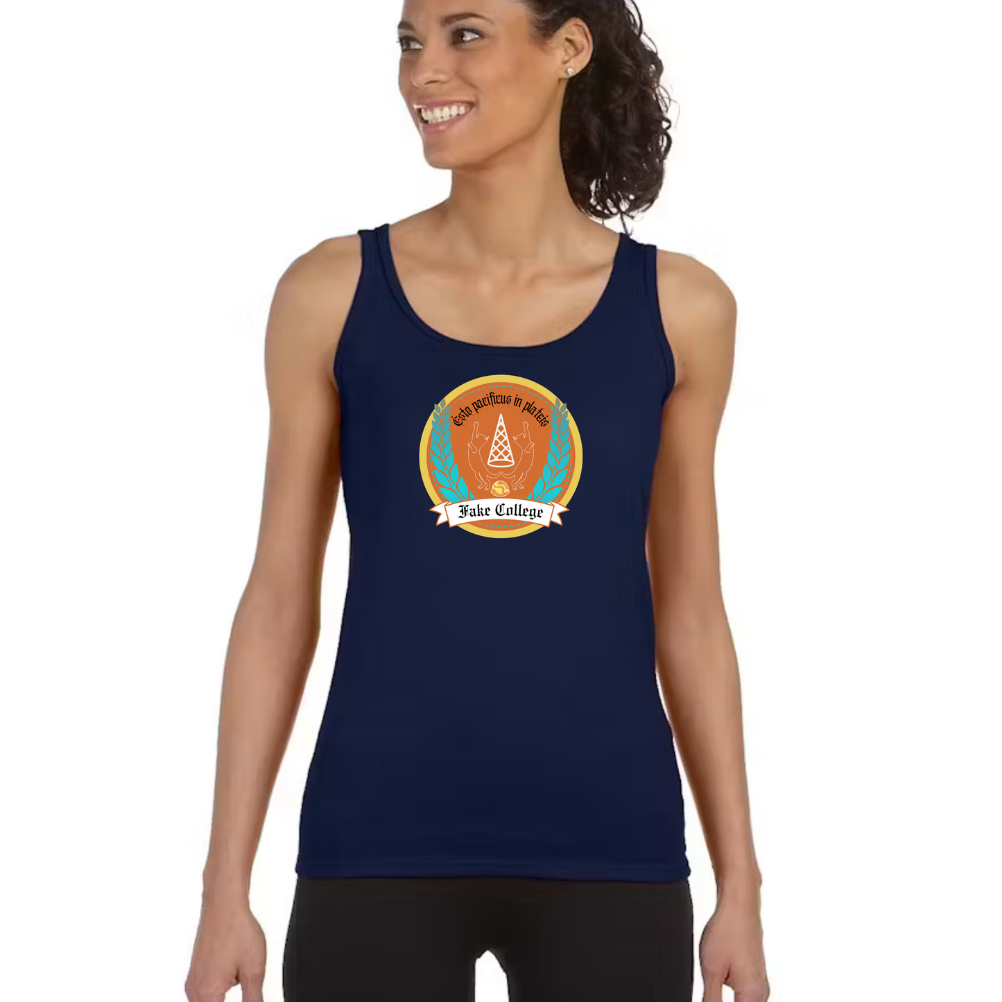 Fake College Crest Women's Fitted Tank