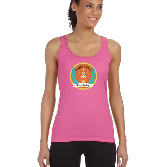 Fake College Crest Women's Fitted Tank