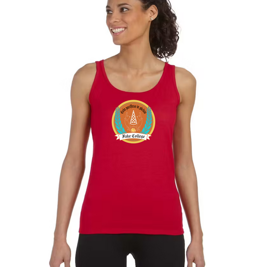 Fake College Crest Women's Fitted Tank