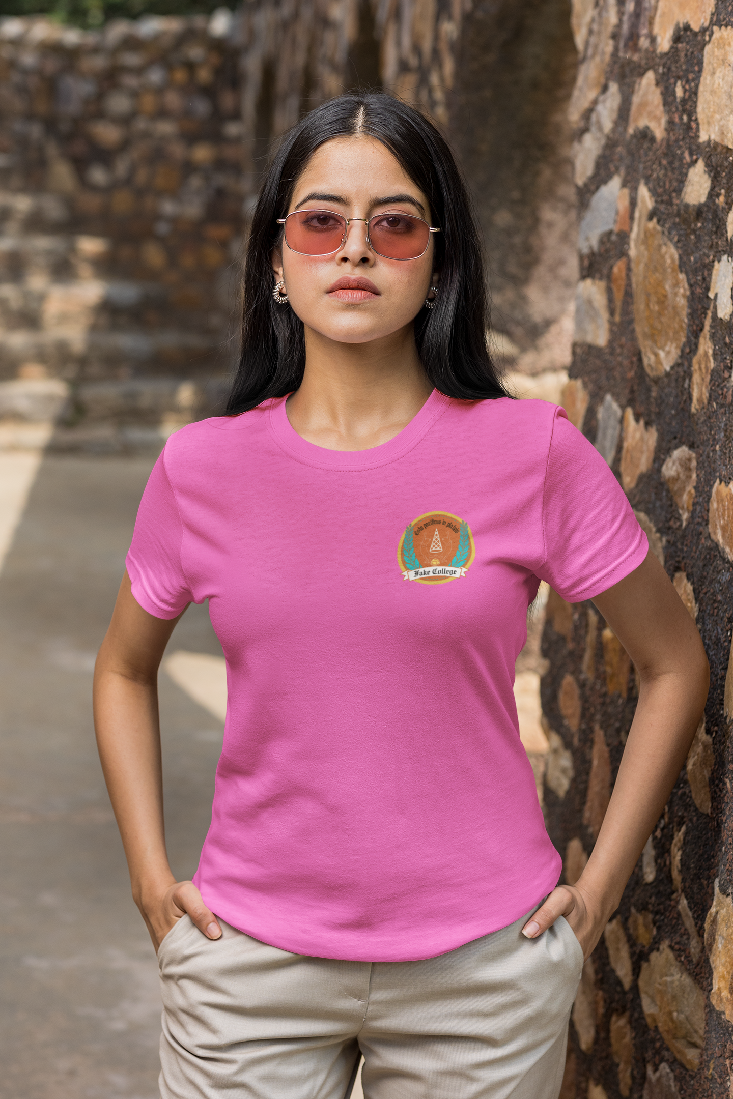 Fake College Chest Crest Tee