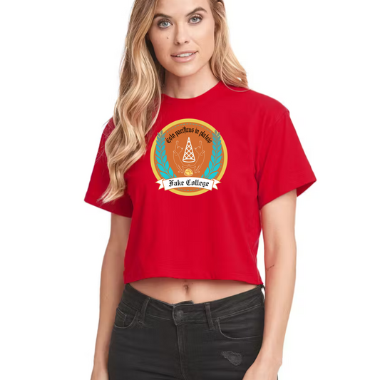 Fake College Crest Crop Top