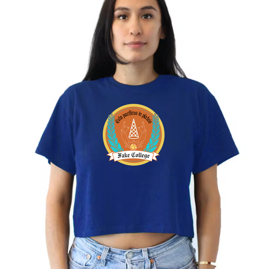 Fake College Crest Crop Top